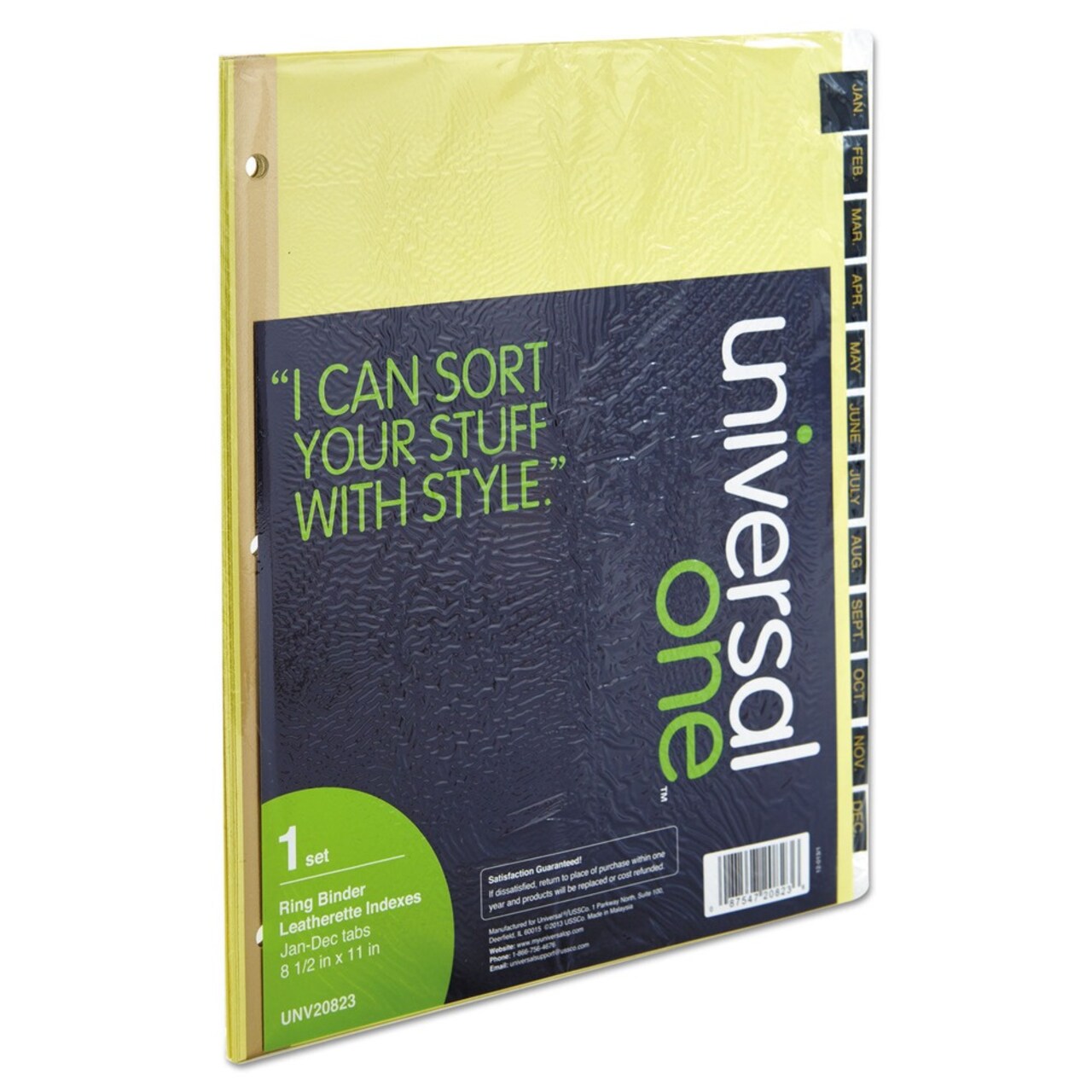 Universal Deluxe Preprinted Simulated Leather Jan.-to-Dec. Tab Dividers with Gold Printing - Buff (1 Set)